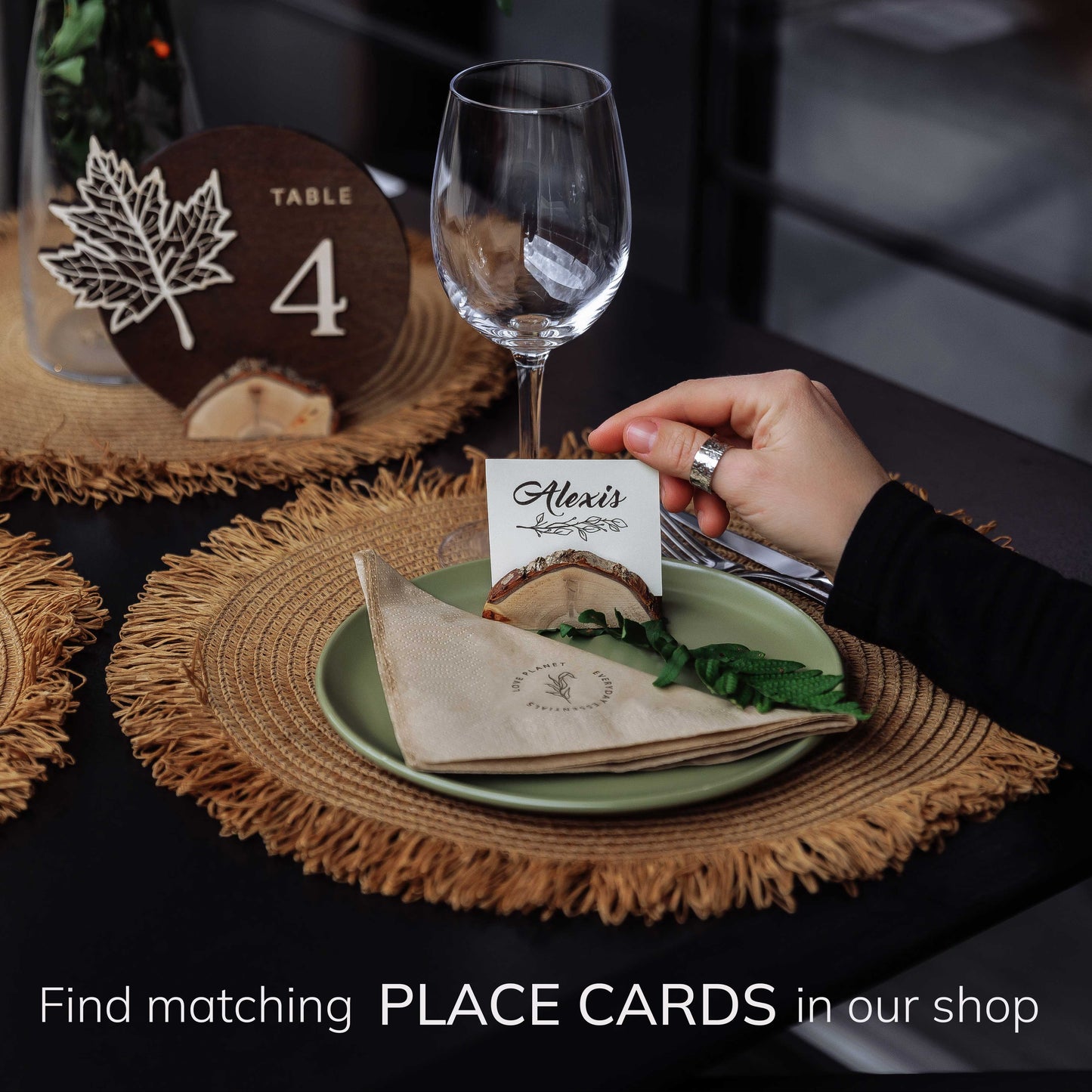 Wooden Table Numbers for Wedding | Freestanding Rustic Eco Table Sign