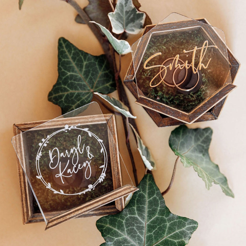 Wedding Ring Bearer Box Rustic Wedding Decor Save The Date ∙ Hexagon BROWN