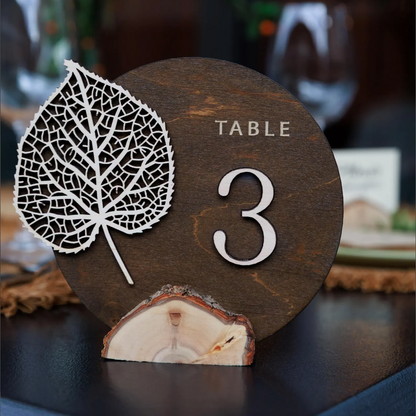 Wooden Table Numbers for Wedding | Freestanding Rustic Eco Table Sign