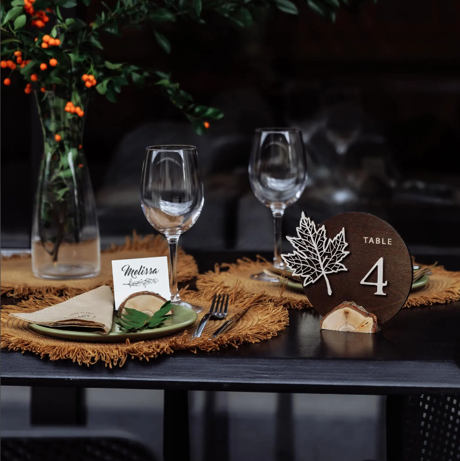 Wooden Table Numbers for Wedding | Freestanding Rustic Eco Table Sign